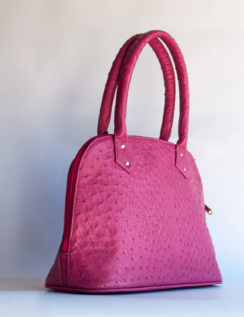 Hot Pink Ostrich Embossed Crossbody Leather Handbags Classics Bag