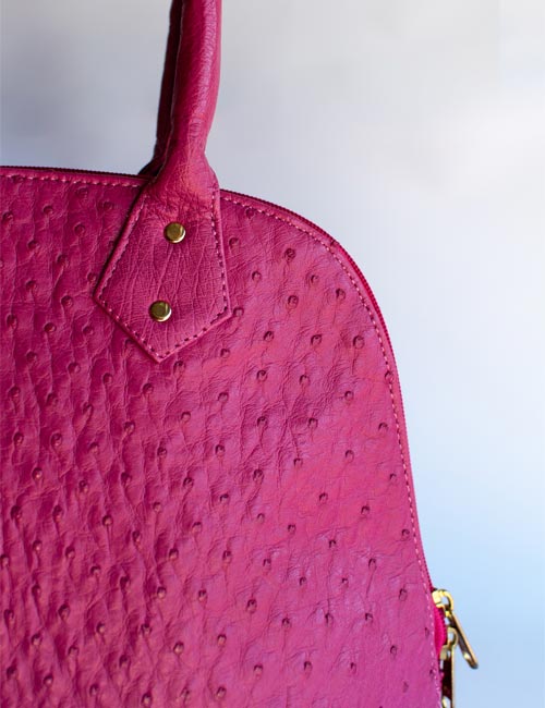 Pink Handmade Genuine Ostrich Leather Ladies Women Bag Handbag