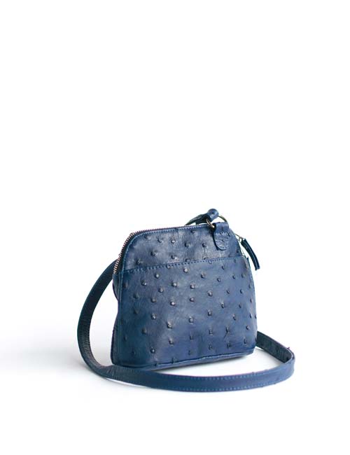 Ethan K Mini Ostrich Leather Duchess Top-handle Bag - Blue - One Size