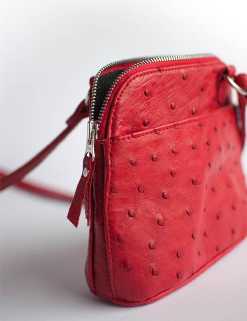 | Small ostrich leather handbag - red | & Tribal